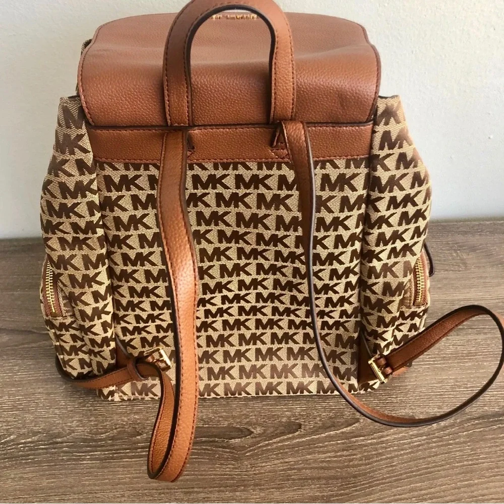 Michael Kors Brown Monogram Backpack - Picture 7 of 9
